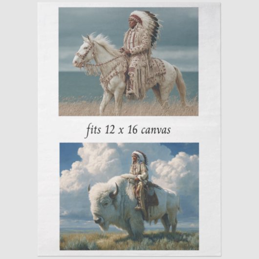 Papier Mousseline Decoupage 12x16 Native American Indian Designs  (Recto)