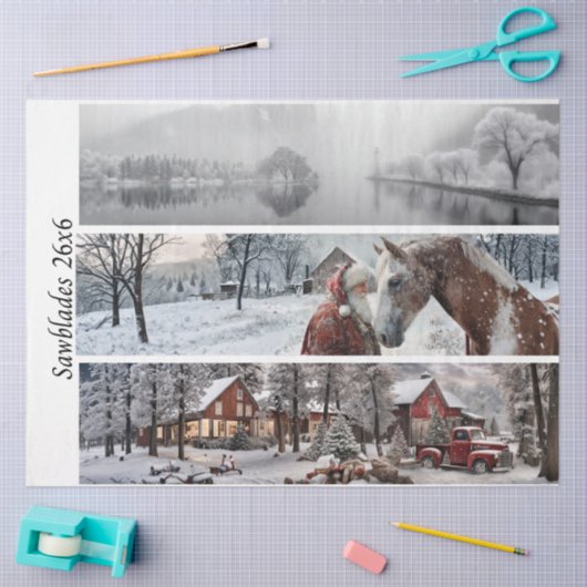 Papier Mousseline Decoupage 26x6" Winter Collection Handsaw Designs (Artisanat)