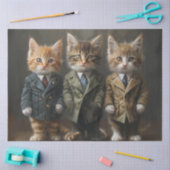 Papier Mousseline Découpage 3 Chatons habillés en suites affaires (Artisanat)