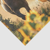 Papier Mousseline Découpage 3 Chevaux Courant Fleurs de soleil (Détail)