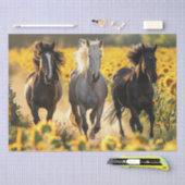 Papier Mousseline Découpage 3 Chevaux Courant Fleurs de soleil (Artisanat)