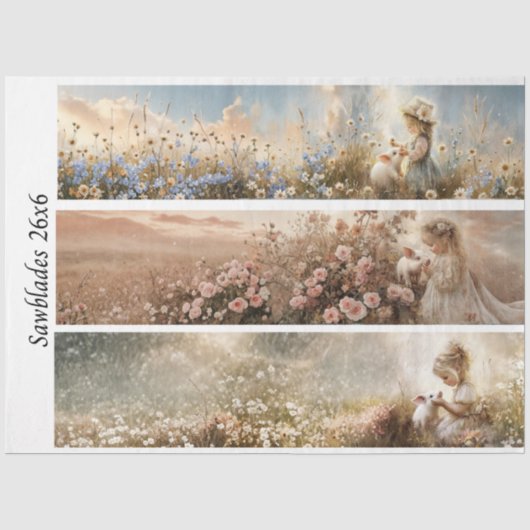 Papier Mousseline Découpage 3 conceptions Fille de ferme & Scies à m (Recto)