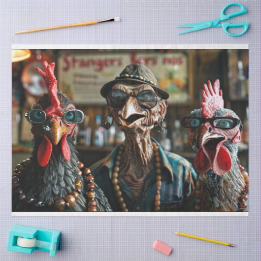 Papier Mousseline Découpage 3 Gangsters de poulets (Artisanat)