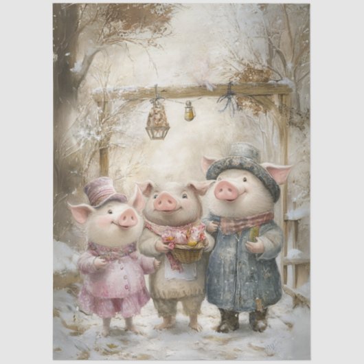 Papier Mousseline Decoupage 3 Little Pigs Story Book Forest (Recto)