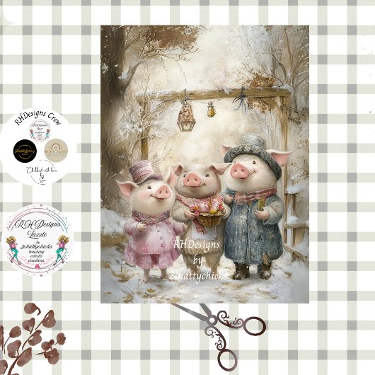 Papier Mousseline Decoupage 3 Little Pigs Story Book Forest