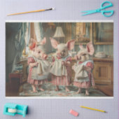 Papier Mousseline Découpage 3 petits cochons À damiers vêtements Cui (Artisanat)