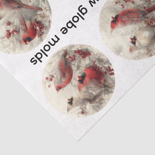 Papier Mousseline Decoupage 3" Snow Globe Moulds Cardinals Winter (Détail)