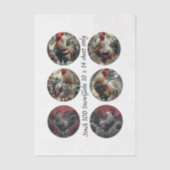 Papier Mousseline Decoupage 3" Snow Globe Moulds Roosters Red Barn (Recto)