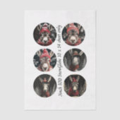 Papier Mousseline Decoupage 3" Snow Globe Moulds Whimsical Donkeys (Recto)