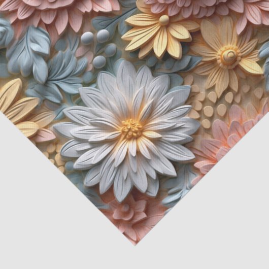 Papier Mousseline Découpage 3d Belles fleurs pastel (Détail)