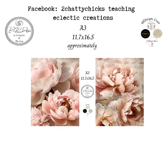 Papier Mousseline Decoupage A3 Botanical Peach Designs Scrapbooking