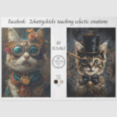Papier Mousseline Decoupage A3 Scrapbook Paper Steampunk Cats  (Recto)