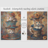 Papier Mousseline Decoupage A3 Whimsical Cat in Hats (Recto)