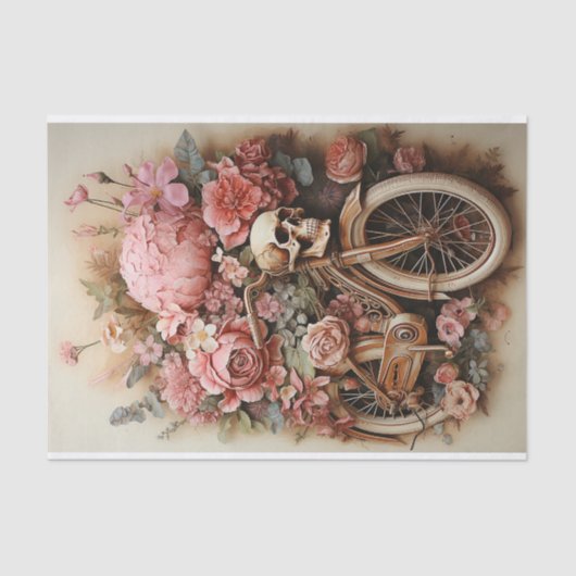 Papier Mousseline Découpage à l'aquarelle du crâne floral (Recto)