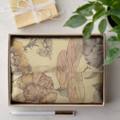 Papier Mousseline Découpage, abeille victorienne, abeille et fleurs  (Cadeau)