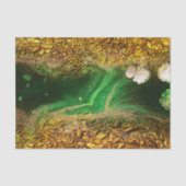 Papier Mousseline Découpage Abstrait Faux Gold Metallic Foil Green (Recto)