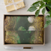 Papier Mousseline Découpage Abstrait Faux Gold Metallic Foil Green (Cadeau)