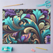 Papier Mousseline Découpage Abstrait motif floral bleu pourpre (Artisanat)