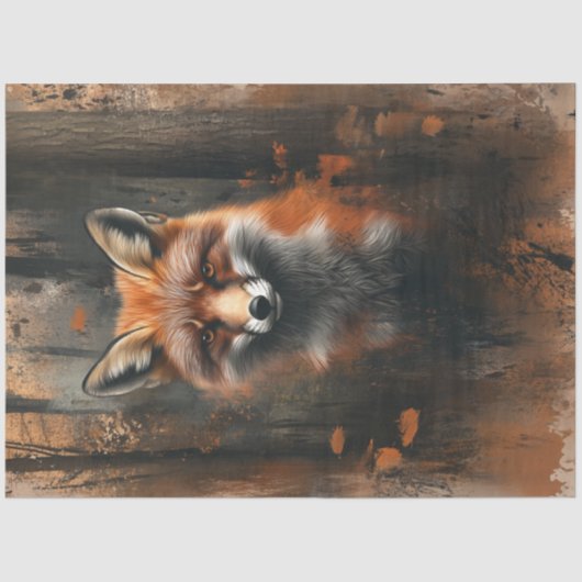 Papier Mousseline Découpage Abstrait peinture à l'huile Fox dans la  (Recto)