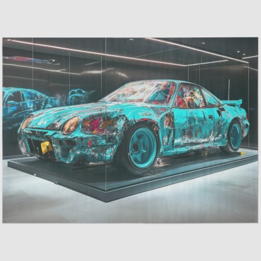 Papier Mousseline Découpage Abstrait Turquoise Rousty Car modifié (Recto)