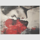 Papier Mousseline Découpage Abstrait Valentine Coeur Couple (Recto)