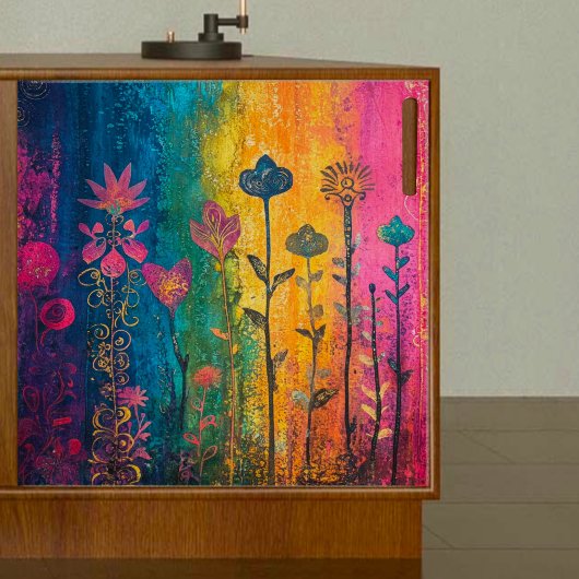 Papier Mousseline Découpage Abstraite de fleurs arc-en-ciel