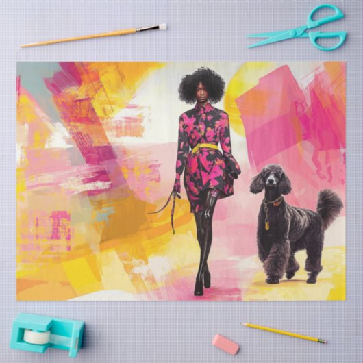 Papier Mousseline Découpage Abstraite Femme Standard Poodle. (Artisanat)
