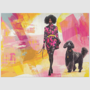 Papier Mousseline Découpage Abstraite Femme Standard Poodle.