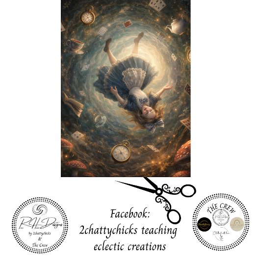 Papier Mousseline Decoupage Adventurous Fall Into Rabbit Hole