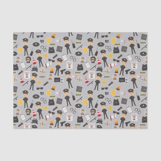 Papier Mousseline Découpage Agent de police fête d'anniversaire gris (Recto)