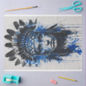 Papier Mousseline Découpage American Indian Maiden Blue Feather Art (Artisanat)