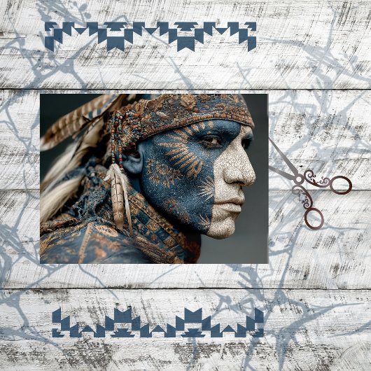 Papier Mousseline Decoupage American Indian Warrior Chief 