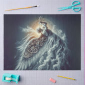 Papier Mousseline Découpage Ange céleste soufflant une trompette (Artisanat)