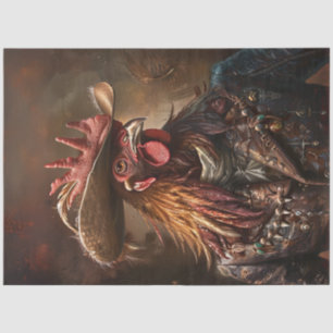 Papier Mousseline Découpage Anthropomorphique Coq Casquette occident