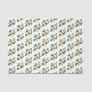 Papier Mousseline Découpage aquarelle boho citrons et verdure