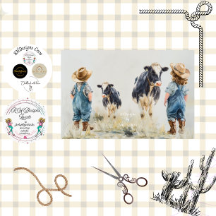Papier Mousseline Découpage Aquarelle Cow-boy Cow-girl Enfants