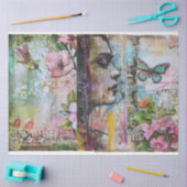 Papier Mousseline Découpage Art Abstrait vintage (Artisanat)