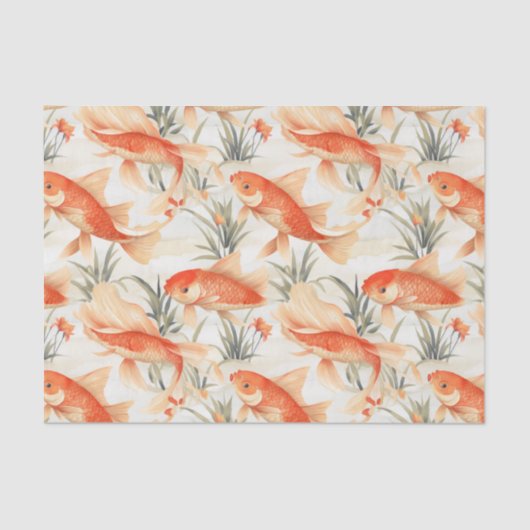 Papier Mousseline Découpage Art Déco Poisson Koi (Recto)