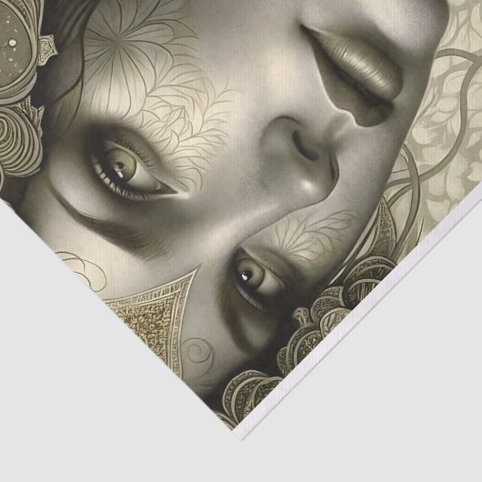 Papier Mousseline Découpage Art déesse d'or (Détail)