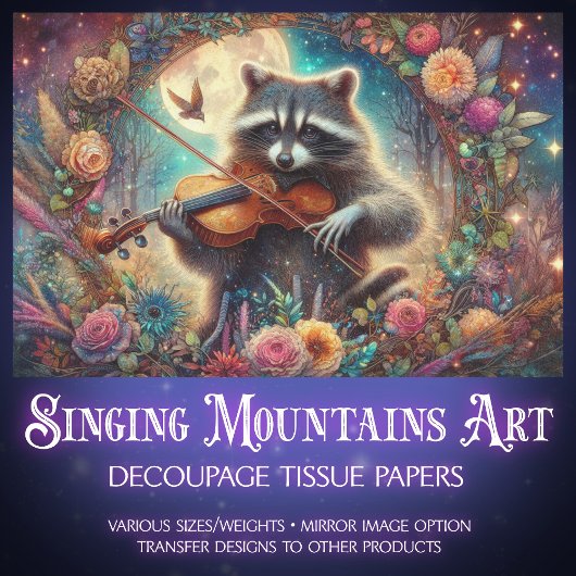 Papier Mousseline Découpage Art nouveau Imaginaire Forest Raccoon