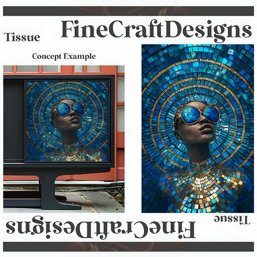 Papier Mousseline Découpage Bald à peau foncée femme Faux Mosaic 061