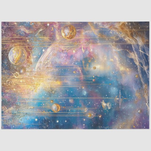 Papier Mousseline Découpage Bande dessinée fantastique Scène Gold Bl (Recto)