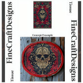 Papier Mousseline Découpage baroque orné rouge et noir du crâne 146