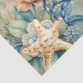 Papier Mousseline Découpage Beachy Pastel Crabe Bleu & Coquillages (Détail)