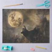 Papier Mousseline Découpage Bear Night Scène En Pleine lune (Artisanat)