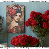 Papier Mousseline Découpage Belle asiatique femme Faux Mosaic 042