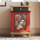 Papier Mousseline Découpage Belle asiatique femme Faux Mosaic 042