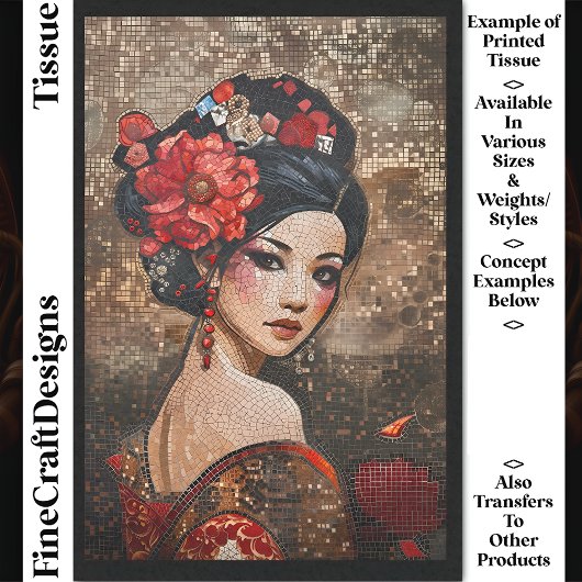 Papier Mousseline Découpage Belle asiatique femme Faux Mosaic 042