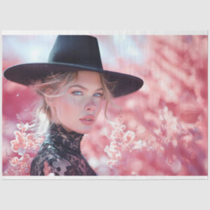 Papier Mousseline Découpage Belle dame Black Riding Casquette