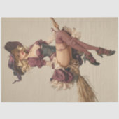 Papier Mousseline Découpage Belle Sorcière Volant Broomstick dentell (Recto)